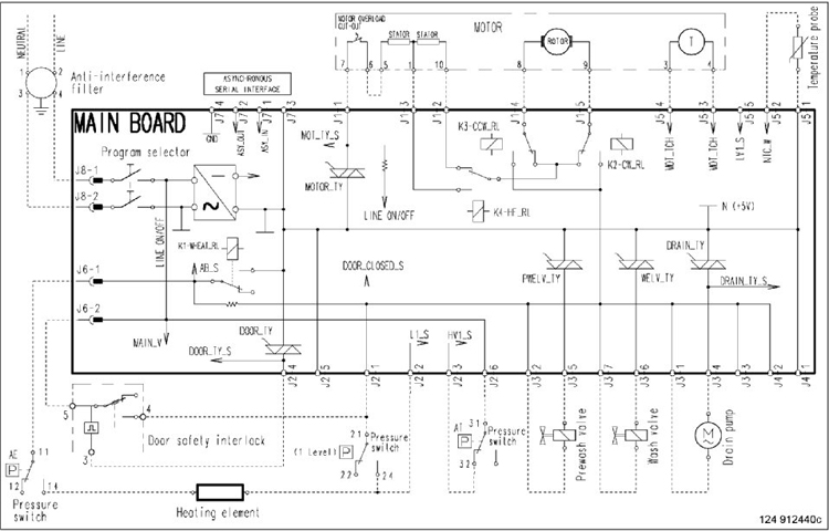 Схема модуля управления стиральной машины электролюкс