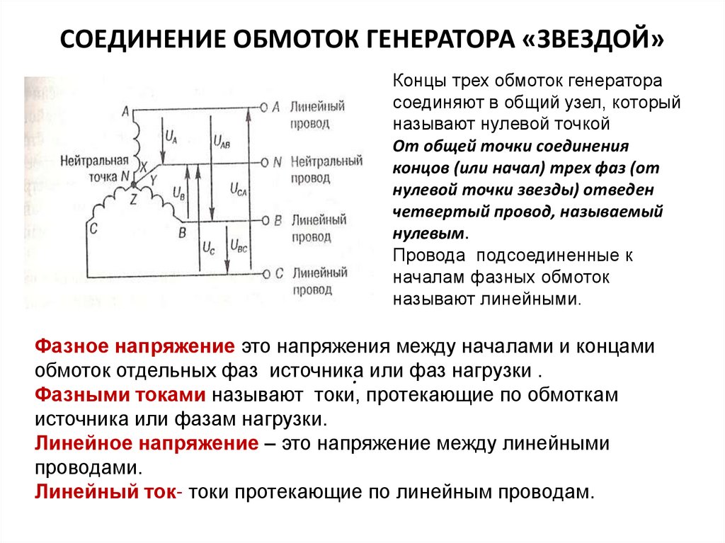 Схемы соединения обмоток генератора