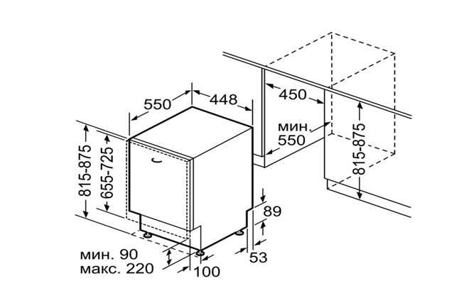 Spv6hmx1mr. Габариты посудомоечной машины встраиваемой 45 бош. Bosch spv45dx10r схема встраивания.