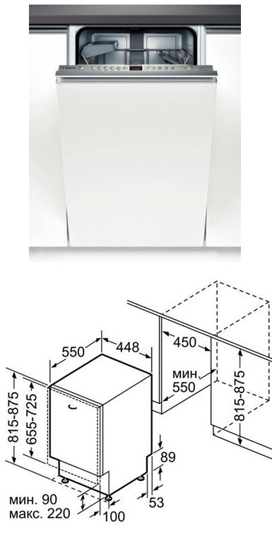 Встраиваемая посудомоечная машина bosch схема