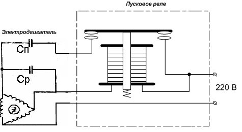 Схема подключения пускового реле