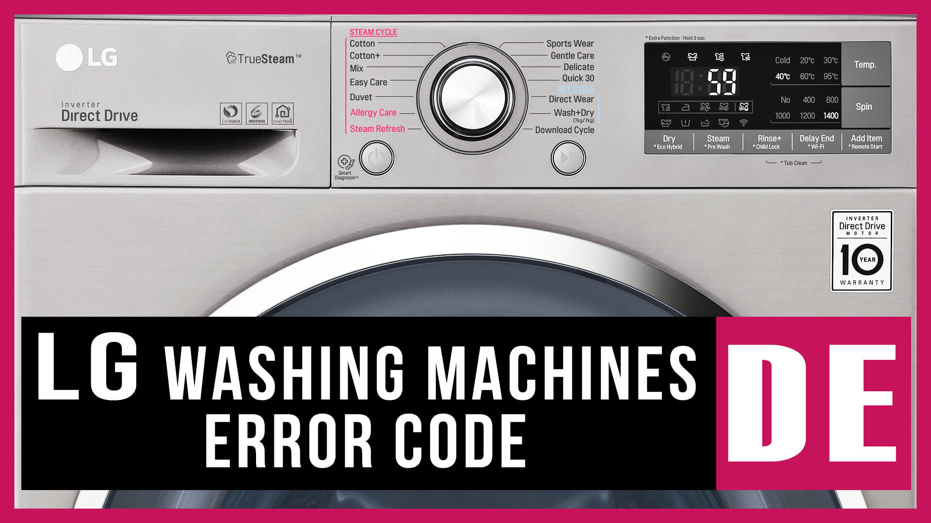 LG washing machine error code DE