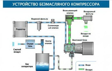 Схема работы безмасляного компрессора Схема работы безмасляного компрессора