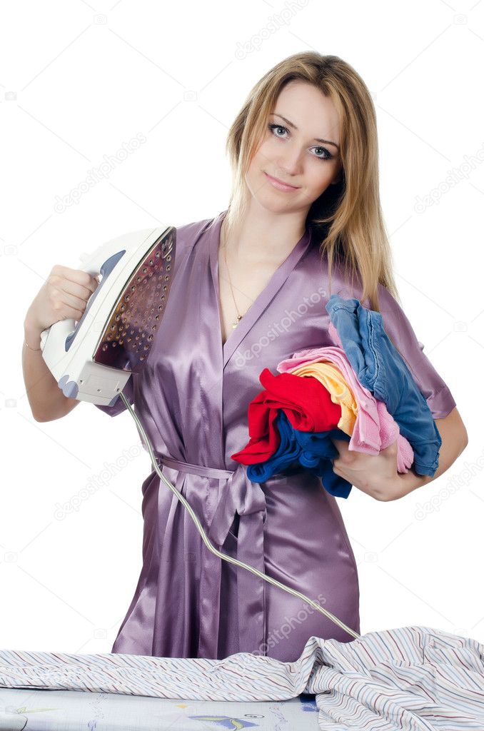 depositphotos 11366276 stock photo the woman the housewife irons