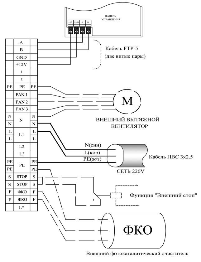 Электрическая схема вытяжки