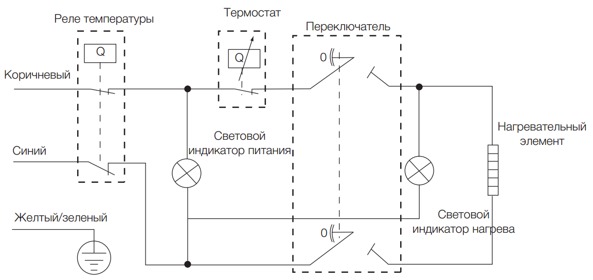 Электрическая схема подключения водонагревателя термекс